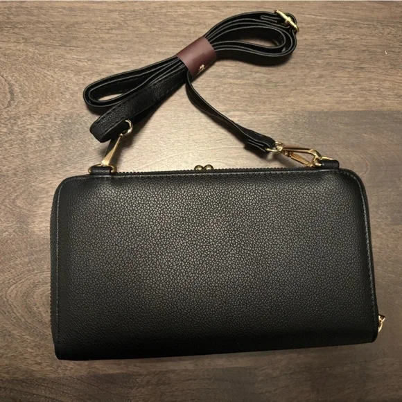 Montana West Black Leather Wallet with Crossbody Strap NWT - Picture 7 of 9